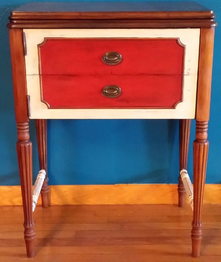 sewing machine cabinet becomes multi purpose desk, painted furniture, repurposing upcycling