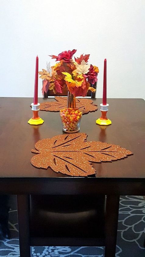 crea una decoracin de mesa otoal con los candelabros de caramelo de bricolaje
