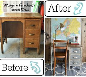 modern farmhouse inspired school desk makeover, chalk paint, painted furniture