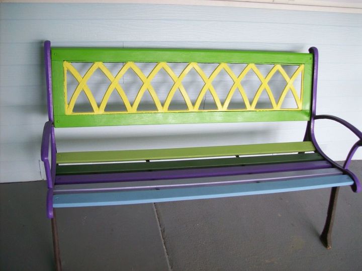 my happy bench, outdoor furniture, painted furniture