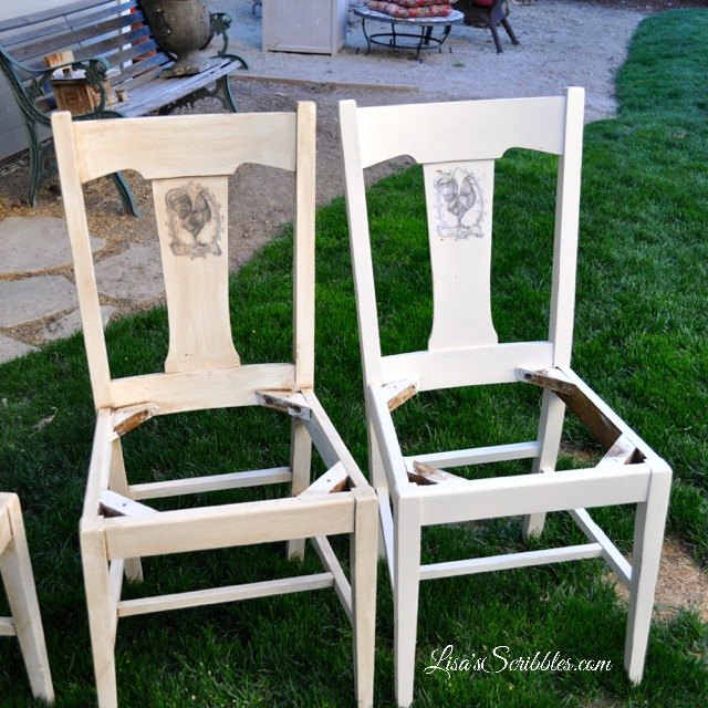 french country chair makeover, decoupage, painted furniture
