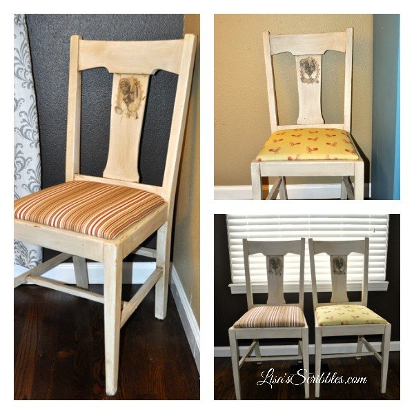 french country chair makeover, decoupage, painted furniture