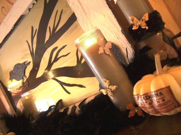 spooky silhouette halloween mantel, fireplaces mantels, halloween decorations, seasonal holiday decor