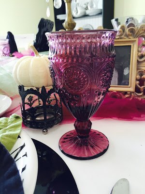 witchy tablescape for halloween, halloween decorations, seasonal holiday decor, Witchy tablescape The Pioneer Woman goblets