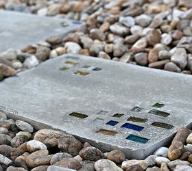 super easy diy modern geometric concrete stepping stones with bling