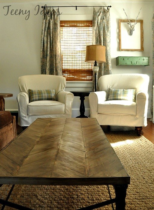 diy chevron coffee table makeover, painted furniture, repurposing upcycling, rustic furniture, woodworking projects