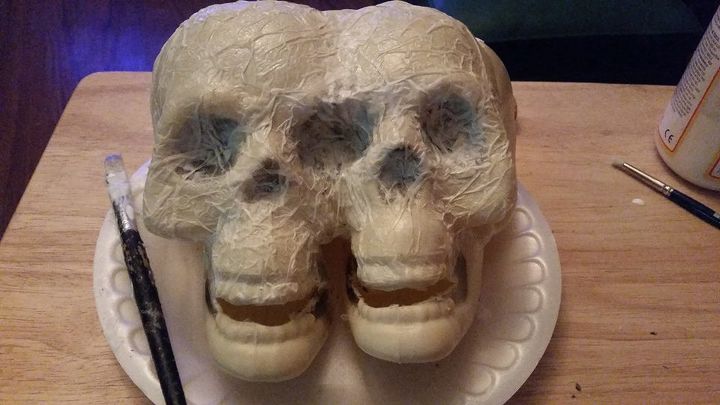 dollar store skulls tricked out, crafts, decoupage, halloween decorations