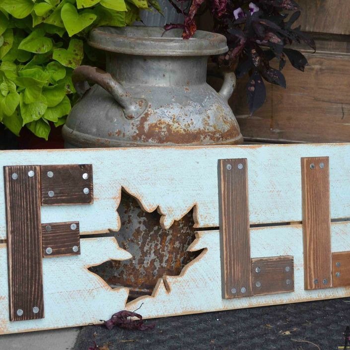 s here s how insanely creative people get ready for holiday guests, home decor, seasonal holiday decor, woodworking projects, Fall Scrap Sign