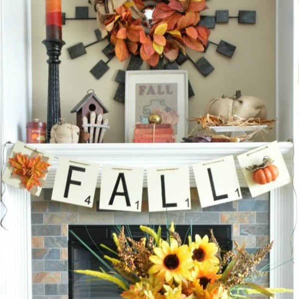 s here s how insanely creative people get ready for holiday guests, home decor, seasonal holiday decor, woodworking projects, Fall Scrabble Banner