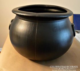 create a creepy looking cauldron from a plastic one, crafts, halloween decorations, seasonal holiday decor