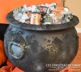 create a creepy looking cauldron from a plastic one, crafts, halloween decorations, seasonal holiday decor