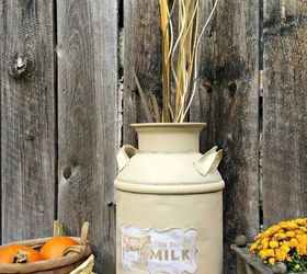 vintage autumn milk can, crafts, repurposing upcycling, seasonal holiday decor