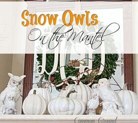 snow owls on the mantel, chalk paint, crafts, fireplaces mantels, seasonal holiday decor