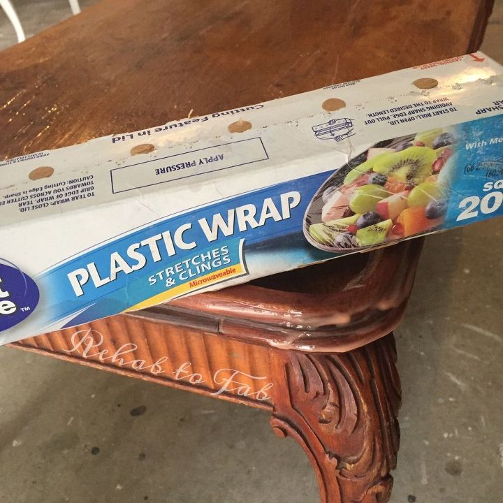 citristrip suran wrap to remove finishes, painted furniture, repurposing upcycling, woodworking projects