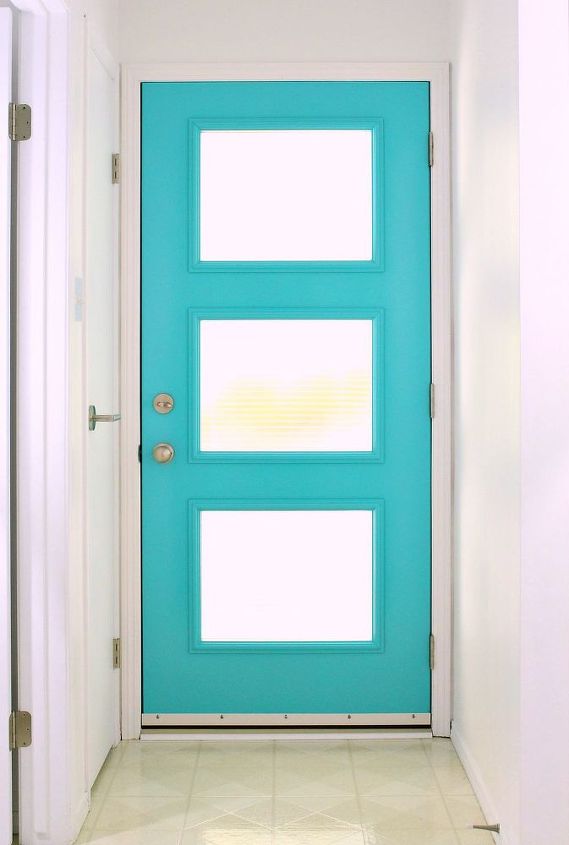 a mid century inspired aqua front door, doors, home decor, paint colors
