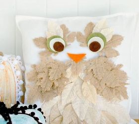 fall burlap leaf owl pillow, crafts