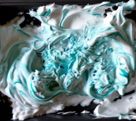 paper marbling using shaving cream and food coloring, crafts
