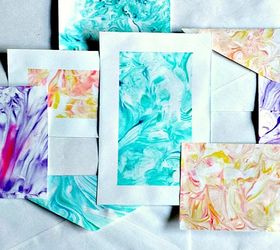 paper marbling using shaving cream and food coloring, crafts