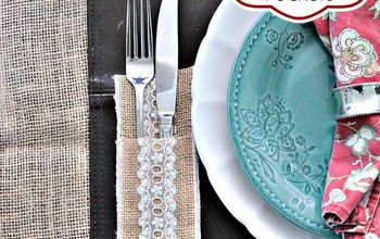 Burlap and Lace Silverware Pockets