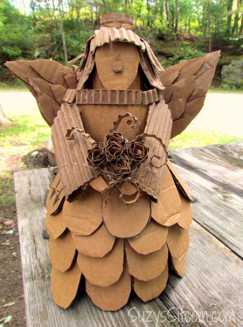 angel made from recycled cardboard, crafts, seasonal holiday decor