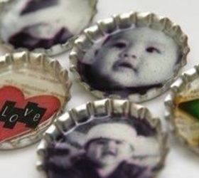 bottle cap magnets, crafts, repurposing upcycling, Use photos or craft paper for your background