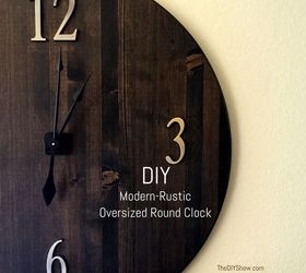 diy oversized modern rustic round clock, crafts, diy, woodworking projects