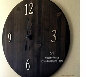 diy oversized modern rustic round clock, crafts, diy, woodworking projects
