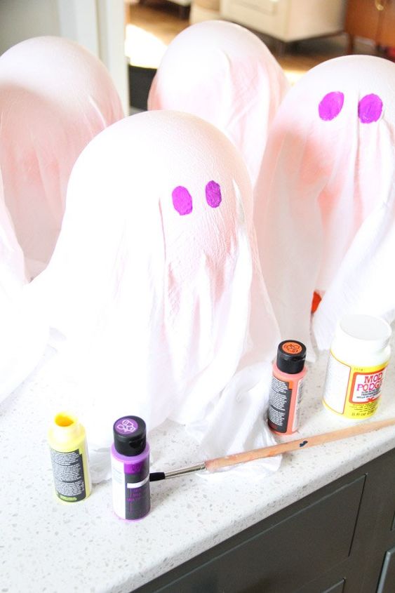 decoraes de halloween baratas fantasmas de tecido simples