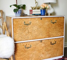 restored mid century burlwood cabinet with a modern touch, painted furniture