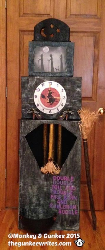 witchy grandfather clock, crafts, halloween decorations, home decor, seasonal holiday decor