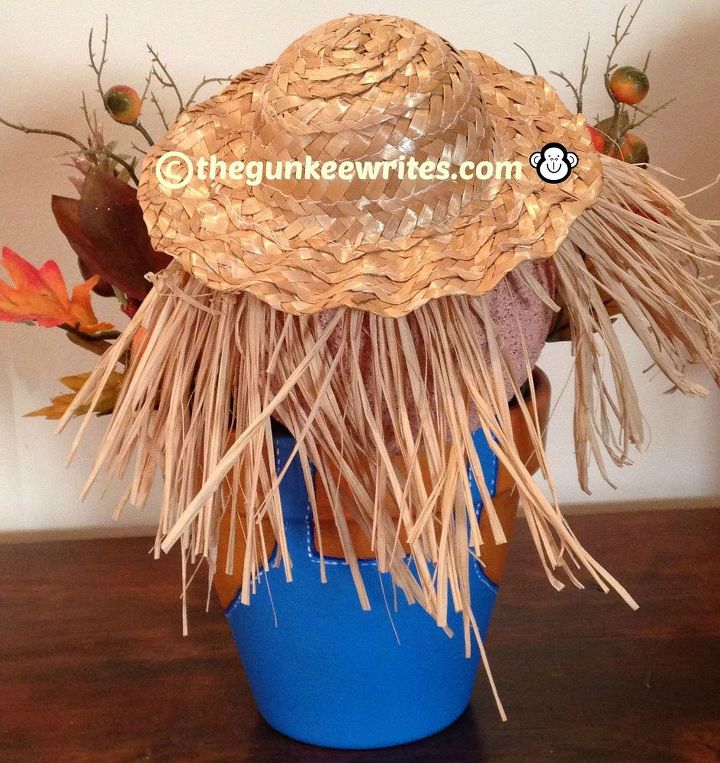 scarecrow terra cotta pot fall decoration, crafts, seasonal holiday decor