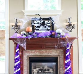 halloween mantle over my huge fireplace, fireplaces mantels, halloween decorations, seasonal holiday decor