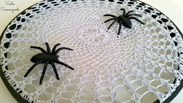 halloween spiderweb project from grandma s attic, crafts, halloween decorations, repurposing upcycling, seasonal holiday decor