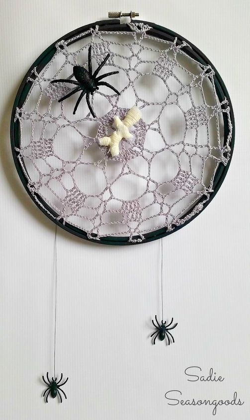 halloween spiderweb project from grandma s attic, crafts, halloween decorations, repurposing upcycling, seasonal holiday decor