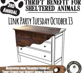 thrift benefit for sheltered animals, painted furniture, pets animals, repurposing upcycling