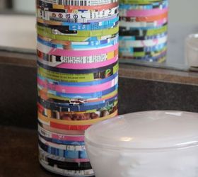 newspaper strip wipes container, crafts, decoupage, repurposing upcycling