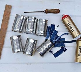 upcylce tin cans and old jeans into a handy caddy, crafts, repurposing upcycling