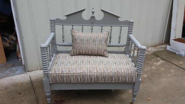 headboard into bench, outdoor furniture, painted furniture, repurposing upcycling