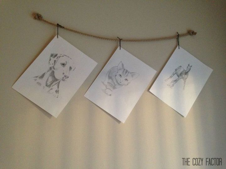 add a rustic touch by hanging pictures with rope, crafts, home decor, wall decor