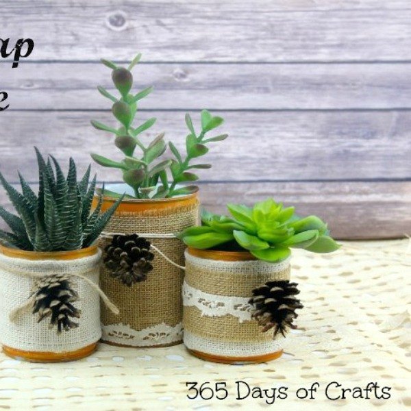 s these 18 insanely cute burlap ideas are guaranteed to make you smile, crafts, reupholster, Use Some to Cover Cans for This Centerpiece