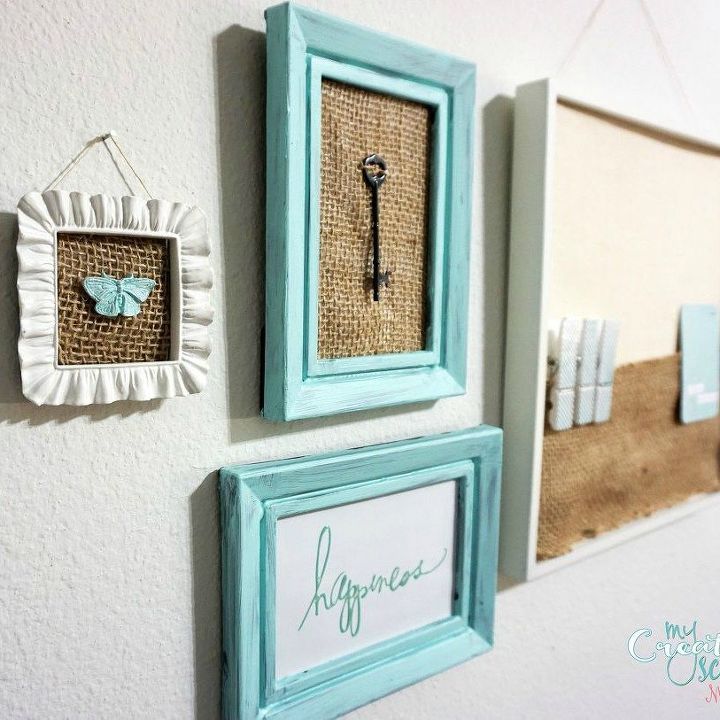 s these 18 insanely cute burlap ideas are guaranteed to make you smile, crafts, reupholster, Or Make It Into a Totally New Gallery Wall