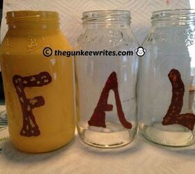 make fall glass jar vases, crafts, mason jars, repurposing upcycling, seasonal holiday decor, Painting the jars