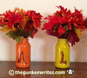 make fall glass jar vases, crafts, mason jars, repurposing upcycling, seasonal holiday decor, Colorful Fall Jar Vases