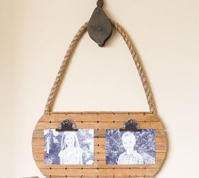 hanging pulley photo display, crafts, wall decor