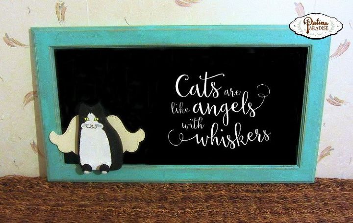 kitty angel chalkboard thrift benefit for sheltered animals, chalkboard paint, crafts