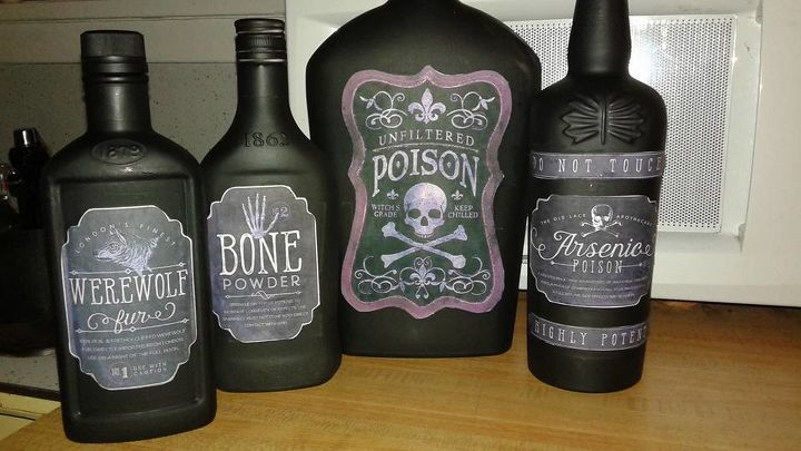 poison bottles, halloween decorations, seasonal holiday decor