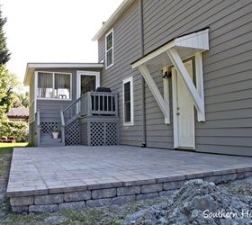 a paver patio installation, concrete masonry, landscape, outdoor furniture, outdoor living, patio