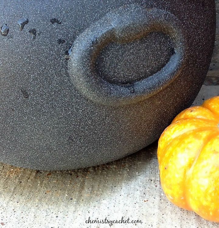 turn 0 97 plastic cauldron into a stone planter, crafts, repurposing upcycling