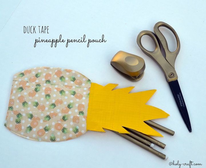 duck tape pineapple pencil pouch, crafts