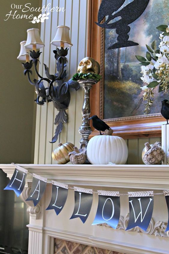 halloween mantel, crafts, fireplaces mantels, halloween decorations, seasonal holiday decor